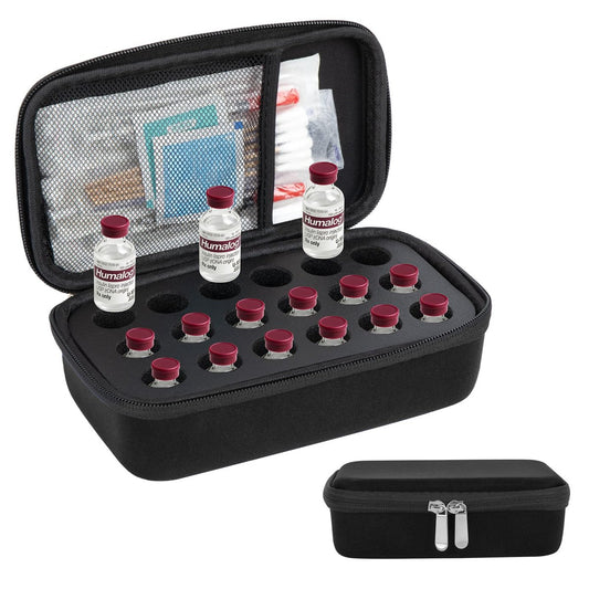 YOUSHARES Insulin-Vials Kühlschrank-Aufbewahrungsbox - 10ml Peptid-Vial Schutzhalter für den Kühlschrank, 18-Fächer Diabetiker Insulin-Fläschchen Organizer Tasche kompatibel mit U-100 Vials