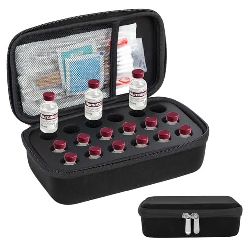 YOUSHARES Insulin-Vials Kühlschrank-Aufbewahrungsbox - 10ml Peptid-Vial Schutzhalter für den Kühlschrank, 18-Fächer Diabetiker Insulin-Fläschchen Organizer Tasche kompatibel mit U-100 Vials