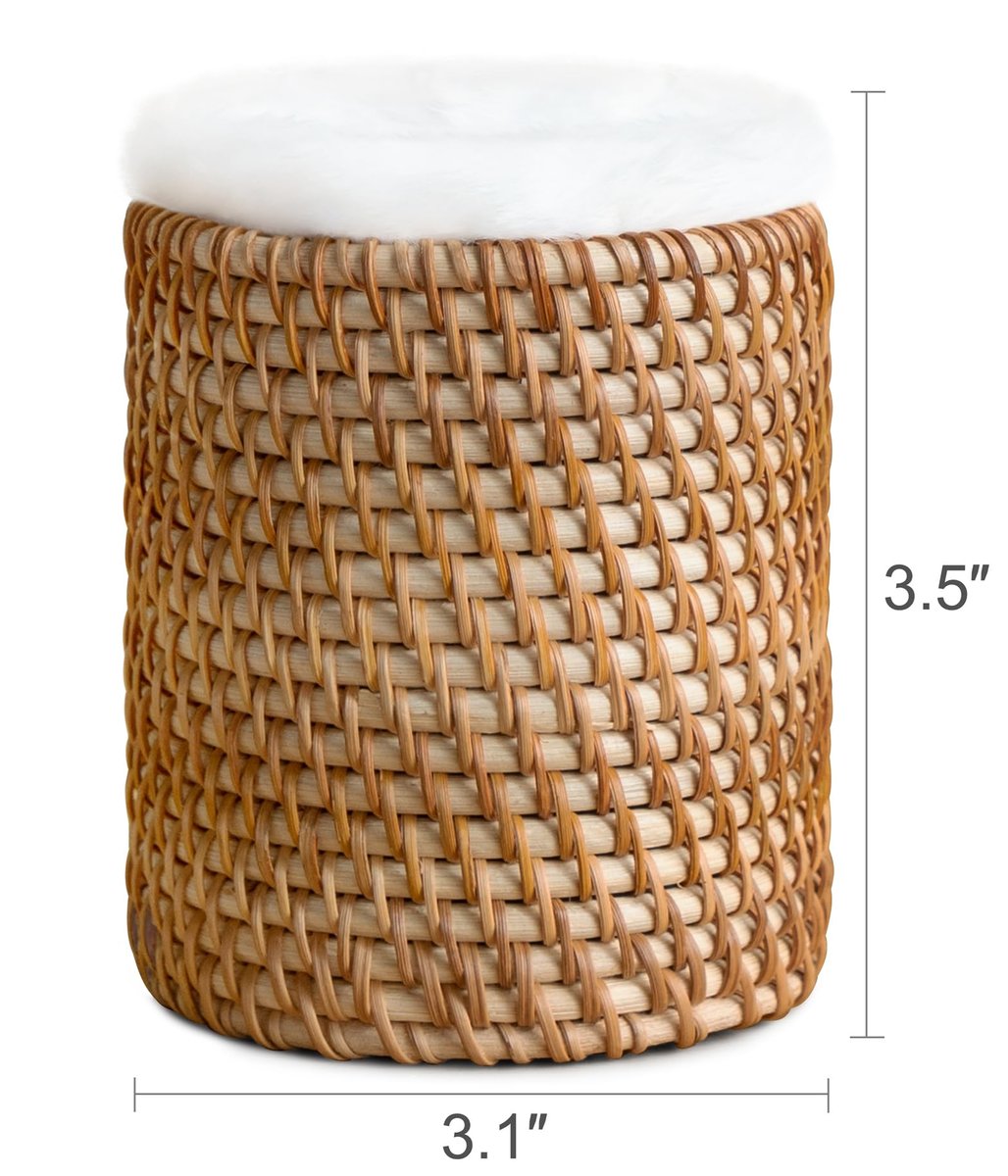 Mkono Brillenhalter aus Rattan mit Plüschauskleidung – Schützende Brillenablage für Nachttisch, Schreibtisch, Küche – Hält mehrere Brillen – Braun, Klein