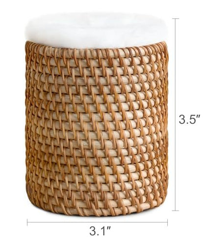 Mkono Brillenhalter aus Rattan mit Plüschauskleidung – Schützende Brillenablage für Nachttisch, Schreibtisch, Küche – Hält mehrere Brillen – Braun, Klein