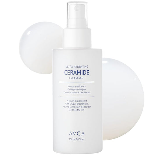 AVCA Ultra Hydrierende Ceramid-Creme-Mist – Milchiger Gesichtsspray mit 5 Ceramiden für tiefe Feuchtigkeit, Beruhigung & strahlenden Glanz, leichter feuchtigkeitsspendender Gesichtsspray für alle Hauttypen (150 ml)