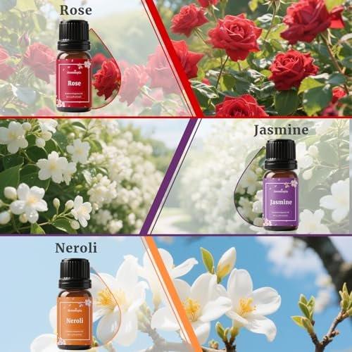 AROMTOPIA Blumen Duftöle Set – 6x10ml Florale Essential Öle für Diffuser, Seifen- und Kerzenherstellung: Lavendel, Rose, Gardenie, Kirschblüte, Jasmin, Neroli