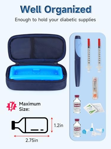 YOUSHARES Insulin-Vials-Kühler Reiseetui – TSA-geprüfte diabetische Medikamenten-Kühltasche mit Schutzeisblock, gekühlte Diabetes-Organizer, kleine Flaschen-Aufbewahrung