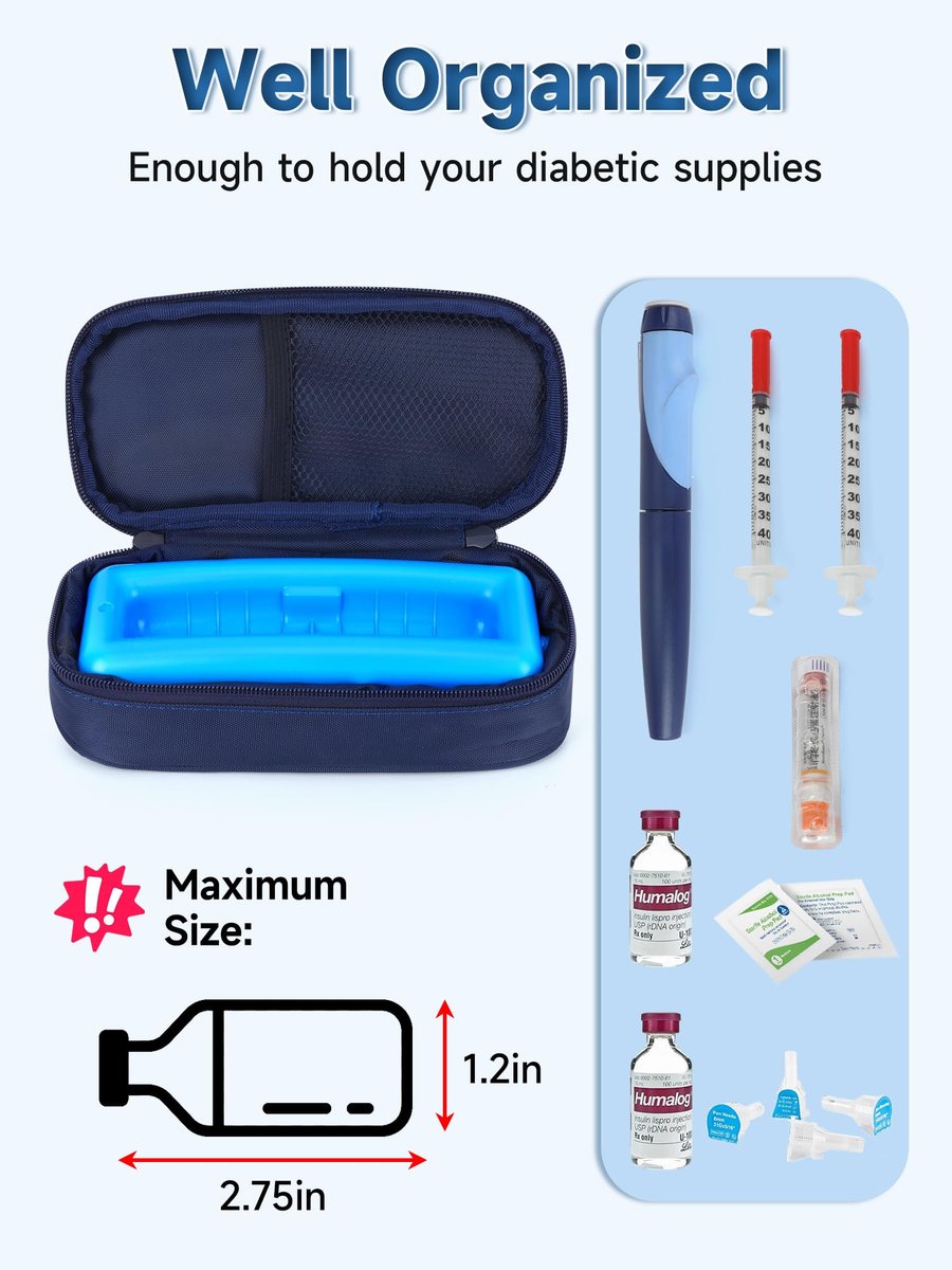 YOUSHARES Insulin-Vials-Kühler Reiseetui – TSA-geprüfte diabetische Medikamenten-Kühltasche mit Schutzeisblock, gekühlte Diabetes-Organizer, kleine Flaschen-Aufbewahrung