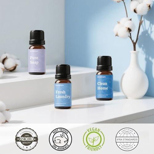 AROMTOPIA Diffuser Duftöle – 6x10ml Frische Zuhause Set für Aromadiffuser, Duftlampe, Seifen- und Kerzenherstellung – Frische Wäsche, Meeresbrise, Zitrone