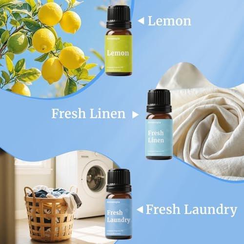 AROMTOPIA Diffuser Duftöle – 6x10ml Frische Zuhause Set für Aromadiffuser, Duftlampe, Seifen- und Kerzenherstellung – Frische Wäsche, Meeresbrise, Zitrone