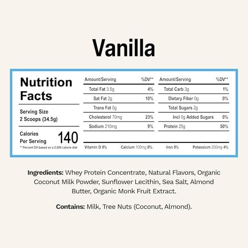 Rise Grass-Fed Whey Proteinpulver Vanille - 25g Protein, ohne künstliche Aromen, Farbstoffe oder Konservierungsstoffe - Zuckerfrei, glutenfrei, sojafrei (Einzelportion, 1 Packung)