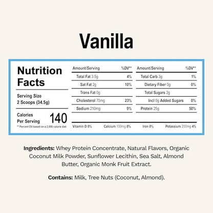 Rise Grass-Fed Whey Proteinpulver Vanille - 25g Protein, ohne künstliche Aromen, Farbstoffe oder Konservierungsstoffe - Zuckerfrei, glutenfrei, sojafrei (Einzelportion, 1 Packung)