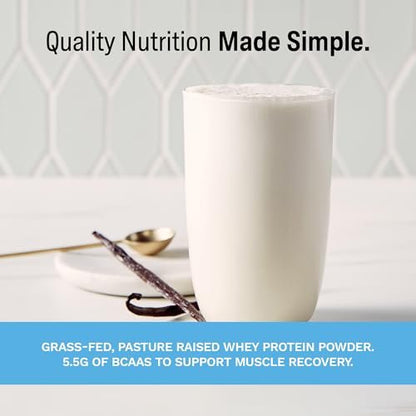 Rise Grass-Fed Whey Proteinpulver Vanille - 25g Protein, ohne künstliche Aromen, Farbstoffe oder Konservierungsstoffe - Zuckerfrei, glutenfrei, sojafrei (Einzelportion, 1 Packung)