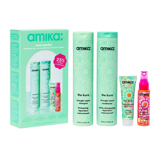 Amika Mane Menders Strength Repair Wash + Care Set – Shampoo & Conditioner für geschädigtes Haar, 20,4 Fl Oz