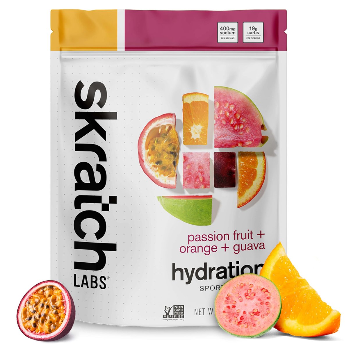 Skratch Labs Hydration Sports Drink Mix – Echter Frucht-Elektrolyt-Pulver für schnelle Hydration & Ausdauer | Maracuja Orange Guave | 20 Portionen | Vegan, Nicht-GVO, Saubere Inhaltsstoffe