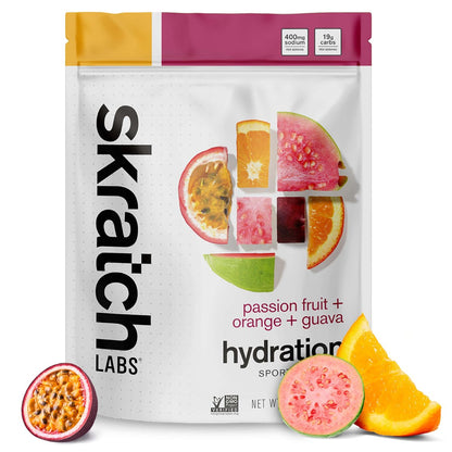 Skratch Labs Hydration Sports Drink Mix – Echter Frucht-Elektrolyt-Pulver für schnelle Hydration & Ausdauer | Maracuja Orange Guave | 20 Portionen | Vegan, Nicht-GVO, Saubere Inhaltsstoffe