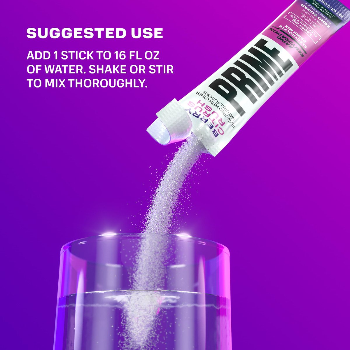 PRIME Rapid Rehydration Elektrolyt-Pulversticks, Berry Citrus Rush, Zuckerfreies Hydrationsgetränk mit Natrium, Kalium, Magnesium & B-Vitaminen, Koffeinfrei, 16 Sticks