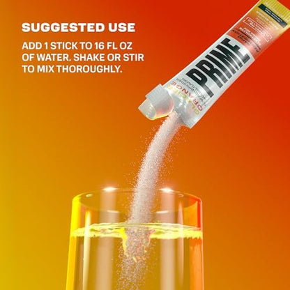 PRIME Rapid Rehydration Elektrolyt-Pulver-Sticks, Gletscherorange, Zuckerfreies Hydrationsgetränk mit Natrium, Kalium, Magnesium & B-Vitaminen zur Flüssigkeitsauffüllung, Koffeinfrei, 16 Stück