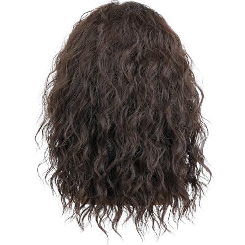 Deifor Herren Braun Wellige Perücke – Mittellang, natürlicher Look, Mittelscheitel, hitzebeständiges Kunsthaar für Kostüme, Cosplay, Halloween