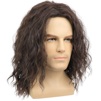 Deifor Herren Braun Wellige Perücke – Mittellang, natürlicher Look, Mittelscheitel, hitzebeständiges Kunsthaar für Kostüme, Cosplay, Halloween