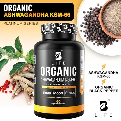 Bio Ashwagandha KSM-66 1000 mg Kapseln | Adaptogen für Cortisolabbau & Stressabbau | Stimmung, Ruhe & Schlaf für Männer & Frauen | 60 vegane Kapseln