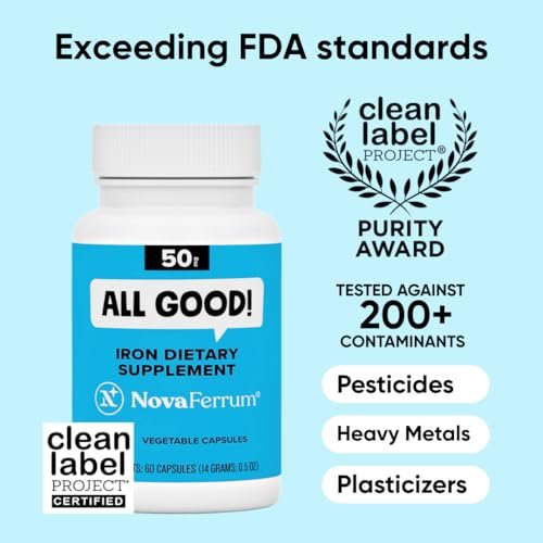NovaFerrum All Good | Eisenkapseln für Erwachsene | Anämie | 50 mg Eisen | 60 Portionen | Zuckerfrei