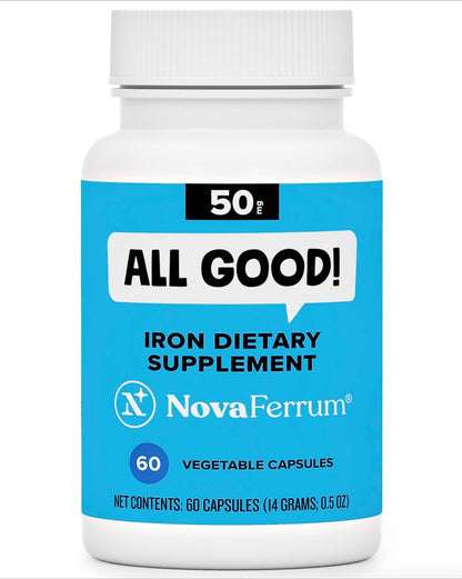 NovaFerrum All Good | Eisenkapseln für Erwachsene | Anämie | 50 mg Eisen | 60 Portionen | Zuckerfrei