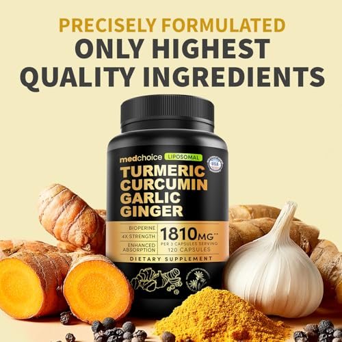Liposomales Kurkuma – Hochabsorbierende Curcumin-Ergänzung, Non-GMO-Mischung für Verdauungskomfort & tägliche Unterstützung – Bio-Kurkuma-Präparat mit schwarzem Pfeffer (120 Kapseln, Packung mit 1)