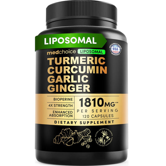 Liposomales Kurkuma – Hochabsorbierende Curcumin-Ergänzung, Non-GMO-Mischung für Verdauungskomfort & tägliche Unterstützung – Bio-Kurkuma-Präparat mit schwarzem Pfeffer (120 Kapseln, Packung mit 1)
