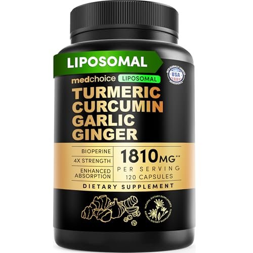Liposomales Kurkuma – Hochabsorbierende Curcumin-Ergänzung, Non-GMO-Mischung für Verdauungskomfort & tägliche Unterstützung – Bio-Kurkuma-Präparat mit schwarzem Pfeffer (120 Kapseln, Packung mit 1)
