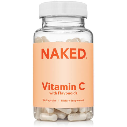 NAKED Vitamin C - 500 mg Ascorbinsäure Kapseln mit Citrus-Bioflavonoiden - Tägliche Antioxidantien und Immununterstützung* Hergestellt in den USA - Vegan, Nicht-GVO - 90 Kapseln