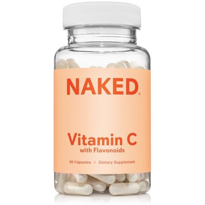 NAKED Vitamin C - 500 mg Ascorbinsäure Kapseln mit Citrus-Bioflavonoiden - Tägliche Antioxidantien und Immununterstützung* Hergestellt in den USA - Vegan, Nicht-GVO - 90 Kapseln