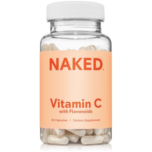 NAKED Vitamin C - 500 mg Ascorbinsäure Kapseln mit Citrus-Bioflavonoiden - Tägliche Antioxidantien und Immununterstützung* Hergestellt in den USA - Vegan, Nicht-GVO - 90 Kapseln