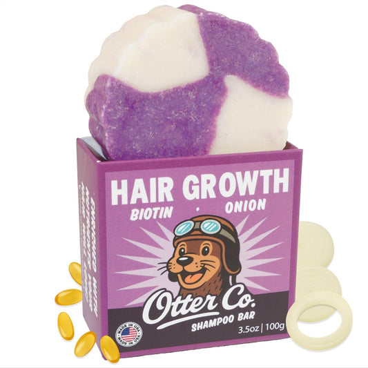 Otter Co. Biotin & Zwiebel Haarwuchs Shampoo Bar mit Keratin, Rosmarin Haarwachstumsöl, ACV – Vegan, Sulfatfrei & Ungiftig – Shampoo gegen Haarausfall für dünner werdendes Haar für Frauen & Männer, USA hergestellt