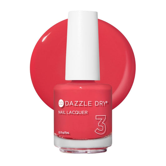 Dazzle Dry Nagellack (Schritt 3) - Let's Get Away - Lebendiges Koralle mit rötlich-rosafarbenen Untertönen. Volldeckender Creme-Lack (0,5 fl oz)