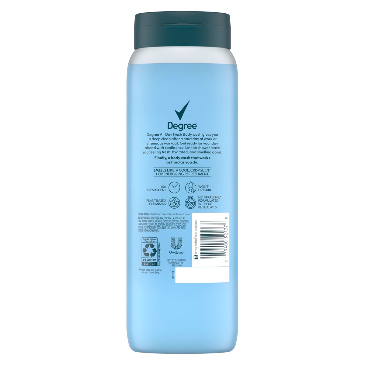 Degree All Day Fresh Body Wash Cool Rush – Tiefenreinigendes Duschgel, 591 ml