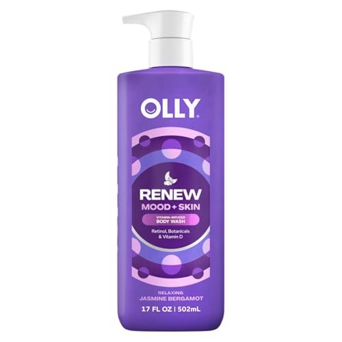 OLLY Renew Körperwaschgel mit Vitamin D, Retinol & Botanicals – Pflegender Reiniger für Hautbarriere-Reparatur, tiefe Feuchtigkeitsversorgung, Jasmin-Bergamotte-Duft, 500 ml