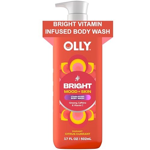 OLLY Bright Body Wash mit Ginseng, Koffein & Vitamin C – Nährende Reinigung für Hautbarriere-Reparatur, tiefe Feuchtigkeitsversorgung, Zitrus-Johannisbeer-Duft, 480 ml