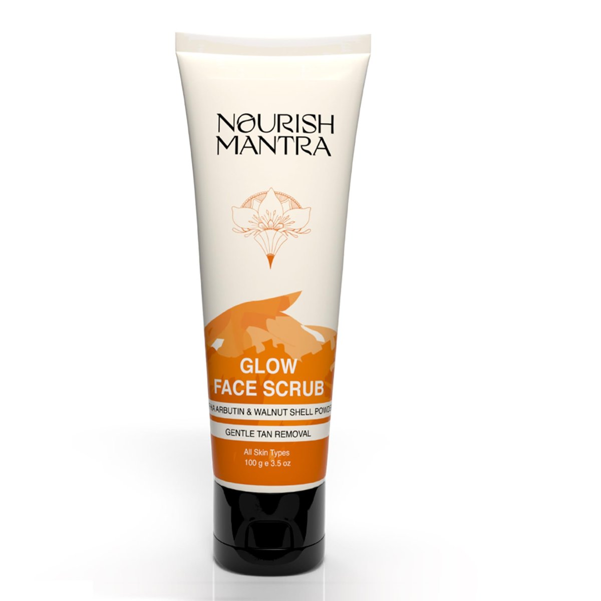 Nourish Mantra Glow Face Scrub | Für sanftes Peeling, Entfernung von Bräune & verbesserter Hautton | Angereichert mit Walnussschalenpulver, Alpha-Arbutin, Hyaluronsäure | Für alle Hauttypen | Für Männer & Frauen 100 ml