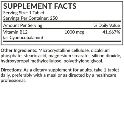 Futurebiotics Vitamin B12 1000mcg – 250 vegetarische Tabletten, nicht-GVO