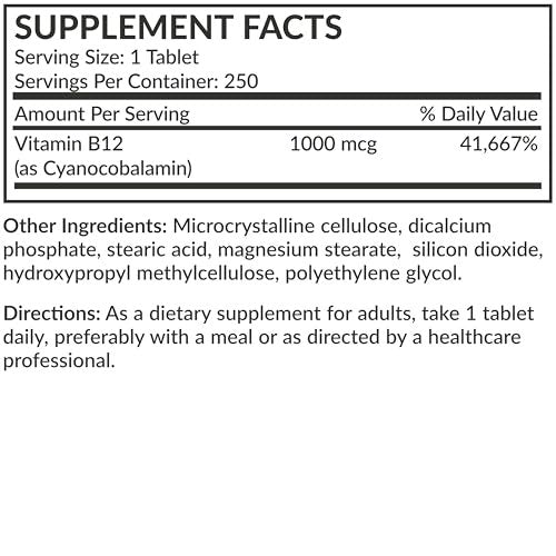 Futurebiotics Vitamin B12 1000mcg – 250 vegetarische Tabletten, nicht-GVO