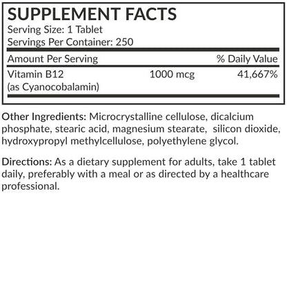 Futurebiotics Vitamin B12 1000mcg – 250 vegetarische Tabletten, nicht-GVO