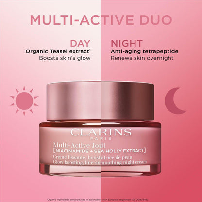 Clarins Multi-Active Tagescreme SPF 15 mit Niacinamid | Glättet feine Linien | Strafft sichtbar die Poren | Ebenmäßiger Teint und Textur | Fördert den Glow | Stärkt die Feuchtigkeitsbarriere | Alle Hauttypen | 48 ml