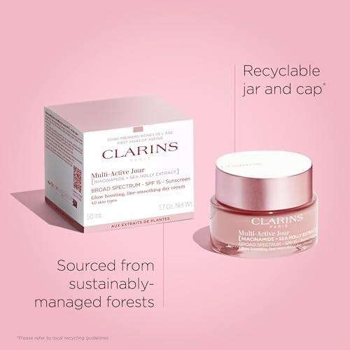 Clarins Multi-Active Tagescreme SPF 15 mit Niacinamid | Glättet feine Linien | Strafft sichtbar die Poren | Ebenmäßiger Teint und Textur | Fördert den Glow | Stärkt die Feuchtigkeitsbarriere | Alle Hauttypen | 48 ml