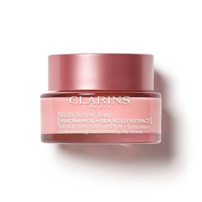 Clarins Multi-Active Tagescreme SPF 15 mit Niacinamid | Glättet feine Linien | Strafft sichtbar die Poren | Ebenmäßiger Teint und Textur | Fördert den Glow | Stärkt die Feuchtigkeitsbarriere | Alle Hauttypen | 48 ml