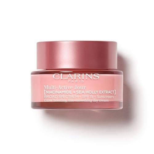 Clarins Multi-Active Tagescreme SPF 15 mit Niacinamid | Glättet feine Linien | Strafft sichtbar die Poren | Ebenmäßiger Teint und Textur | Fördert den Glow | Stärkt die Feuchtigkeitsbarriere | Alle Hauttypen | 48 ml