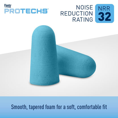 Flents Protechs Schaumstoff-Ohrstöpsel – Schlafen, Reisen, Konzerte, Bau & Lernen – Ultraweich & Bequem – Blau, 10 Paar, NRR 32 Gehörschutz