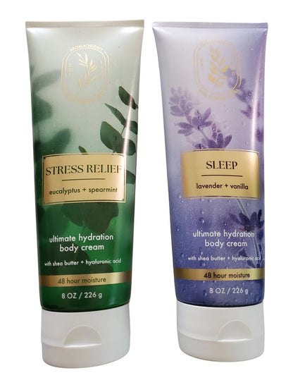 Bath & Body Works Aromatherapie Eukalyptus Pfefferminze und Lavendel Vanille Ultimative Feuchtigkeitscreme 8 Unzen (2er-Pack)