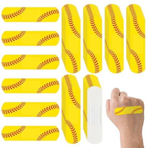 60er-Pack Softball-Bandagen, 2,83 x 0,75 Zoll, wasserdichte PE-Pflaster für die Versorgung kleiner Wunden, hypoallergene Softball-Erste-Hilfe-Ausrüstung für Mädchen, Kinder und Softball-Mütter, latexfrei