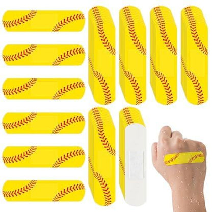 60er-Pack Softball-Bandagen, 2,83 x 0,75 Zoll, wasserdichte PE-Pflaster für die Versorgung kleiner Wunden, hypoallergene Softball-Erste-Hilfe-Ausrüstung für Mädchen, Kinder und Softball-Mütter, latexfrei