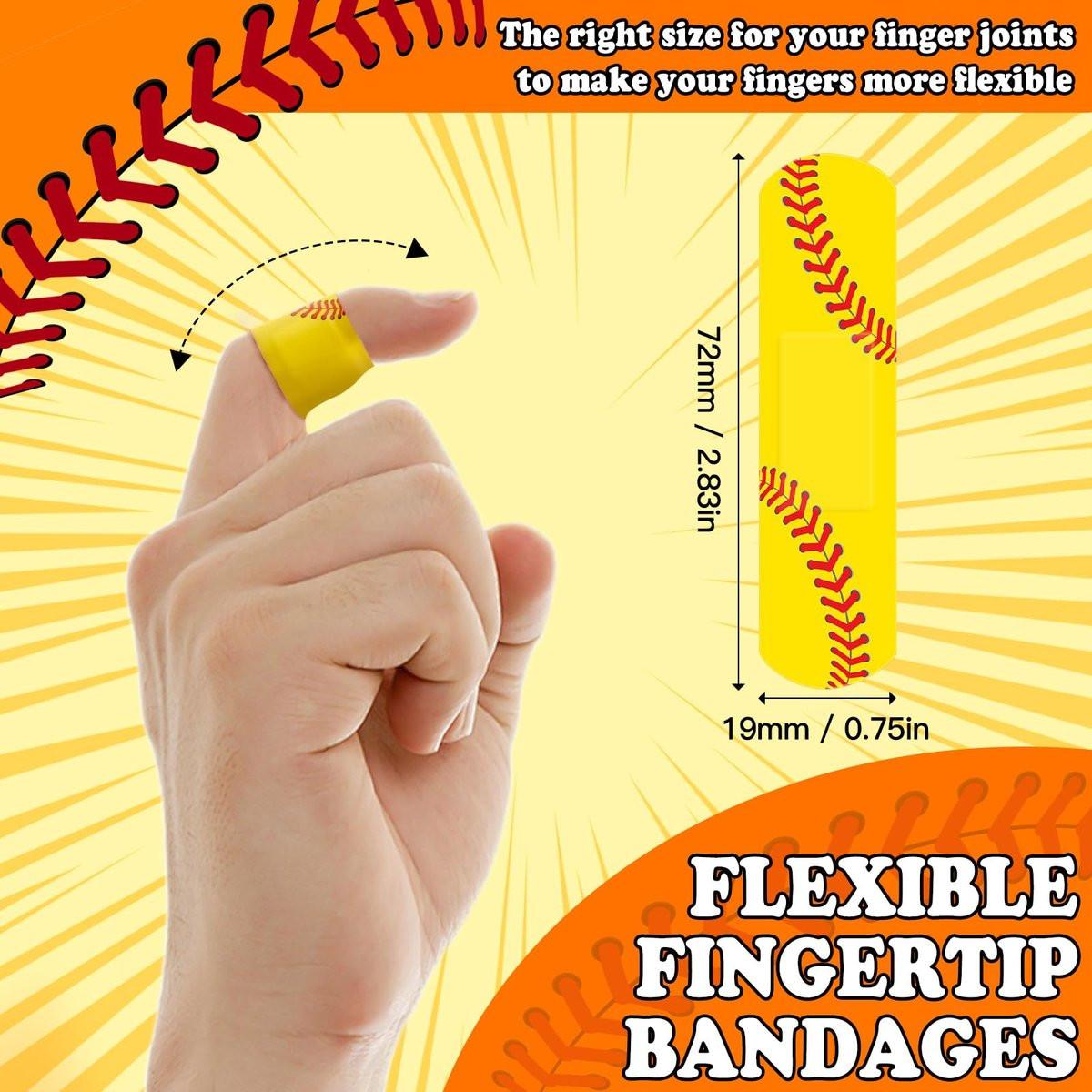 60er-Pack Softball-Bandagen, 2,83 x 0,75 Zoll, wasserdichte PE-Pflaster für die Versorgung kleiner Wunden, hypoallergene Softball-Erste-Hilfe-Ausrüstung für Mädchen, Kinder und Softball-Mütter, latexfrei