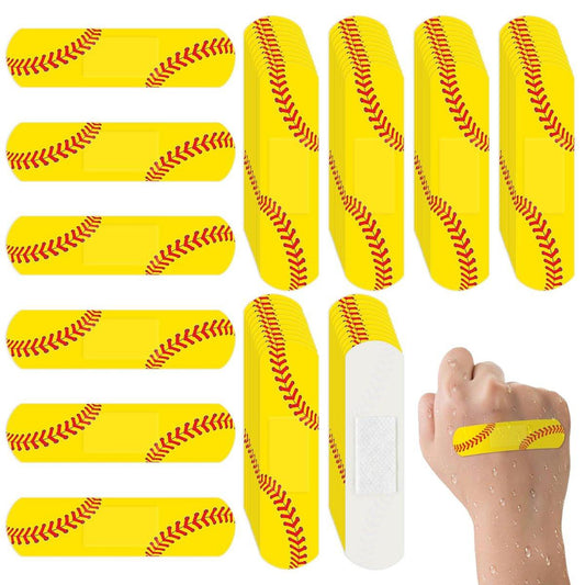60er-Pack Softball-Bandagen, 2,83 x 0,75 Zoll, wasserdichte PE-Pflaster für die Versorgung kleiner Wunden, hypoallergene Softball-Erste-Hilfe-Ausrüstung für Mädchen, Kinder und Softball-Mütter, latexfrei
