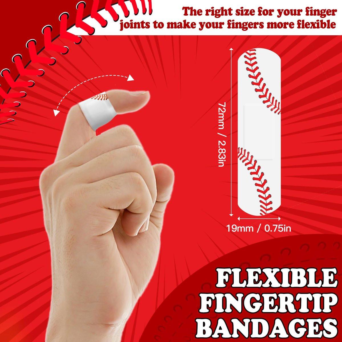 60 Stück Baseball-Pflaster, 7,2 x 1,9 cm, wasserdichte PE-Pflaster für die Wundversorgung, hypoallergene Pflaster für Baseballteams, Erste-Hilfe-Zubehör für Jungen, Mädchen und Baseball-Mütter, latexfrei