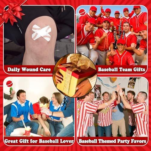 60 Stück Baseball-Pflaster, 7,2 x 1,9 cm, wasserdichte PE-Pflaster für die Wundversorgung, hypoallergene Pflaster für Baseballteams, Erste-Hilfe-Zubehör für Jungen, Mädchen und Baseball-Mütter, latexfrei